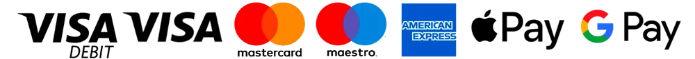 Accepted payment methods: Visa, Mastercard, Maestro, American Express, Apple Pay and Google Pay